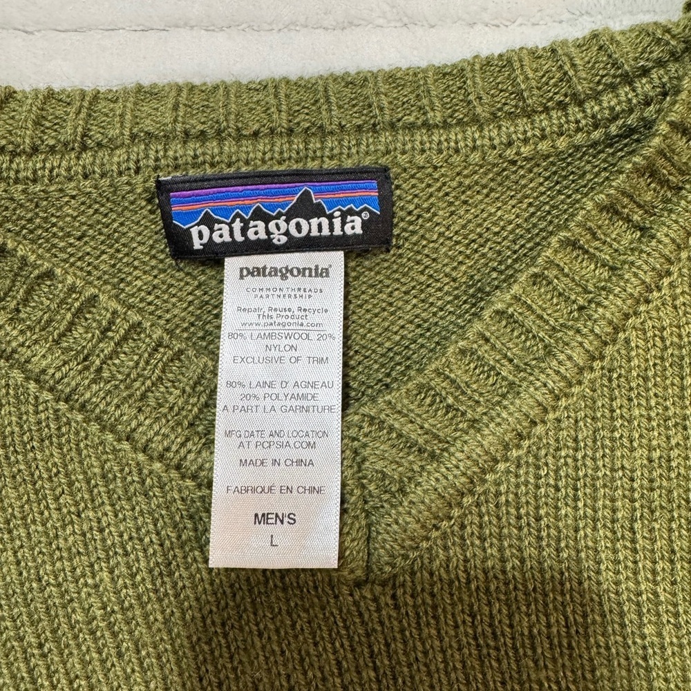 Patagonia Olive V-Neck Sweater for Men - Picture 2 of 6